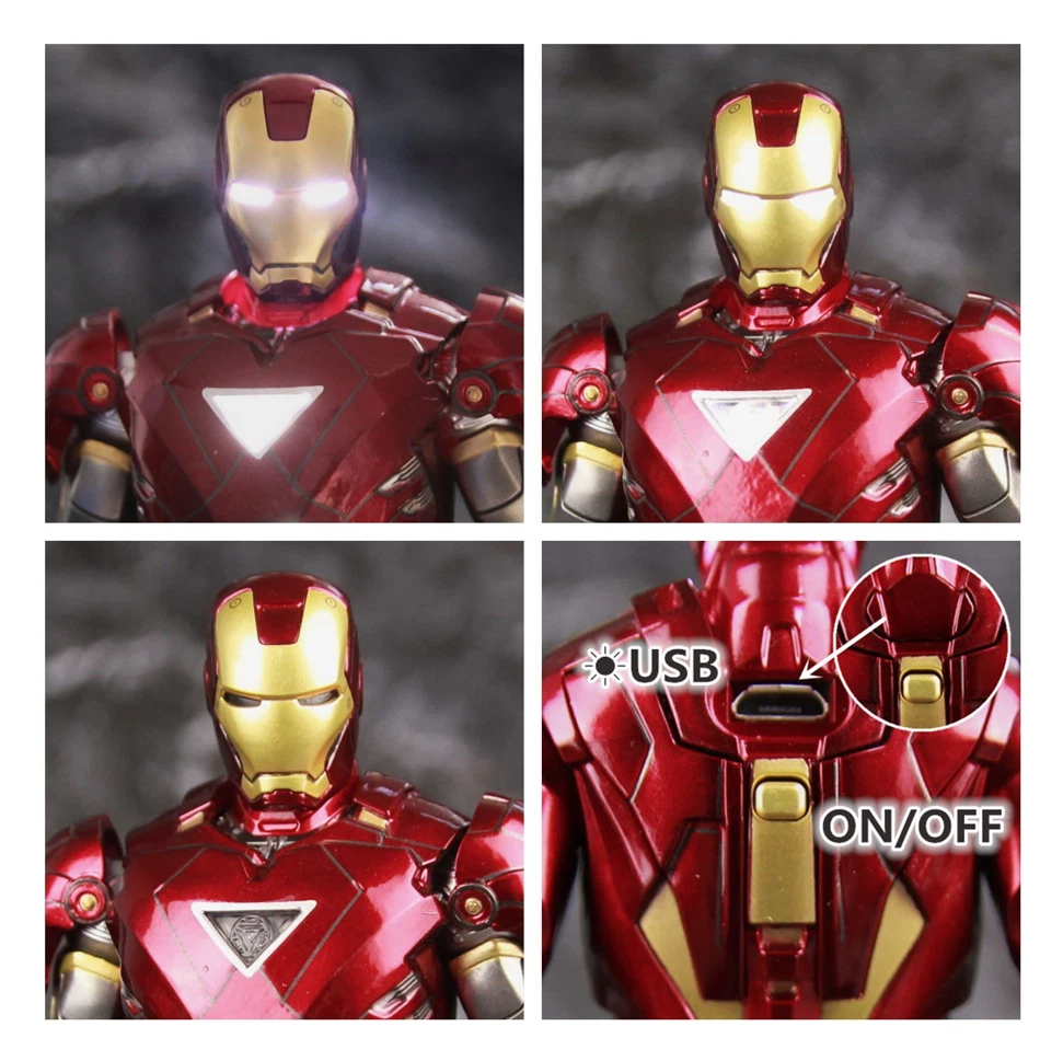 ZD-MK6-L: ZD Toys Marvel Iron Man Mark 6 Mark VI 7" figura de acción (versión LED) Foto 3 de 4