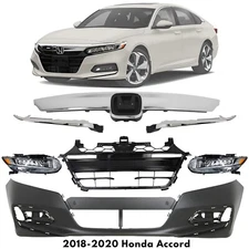Front Bumper Cover & Grille Assembly Chrome Kit For 2018-2020 Honda Accord