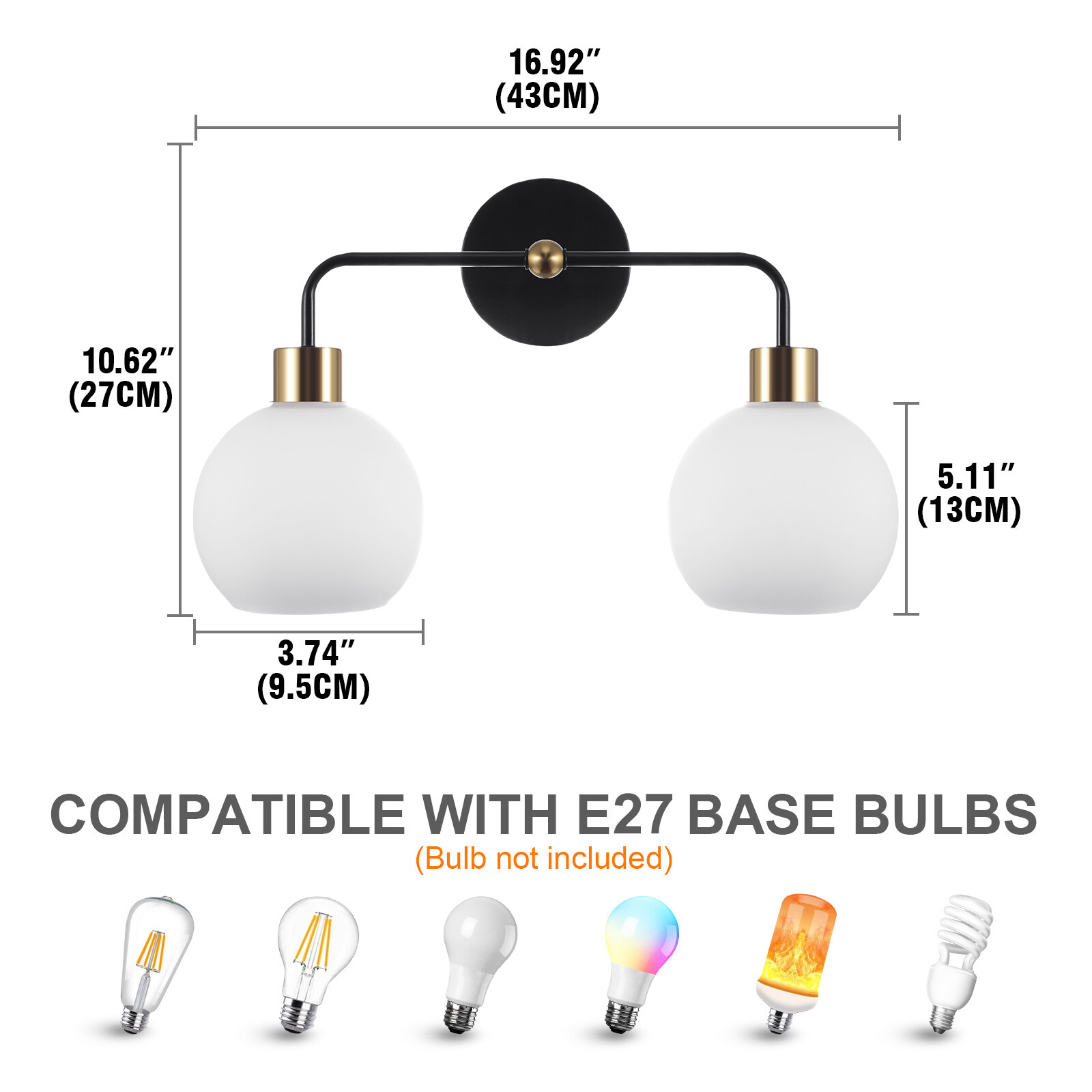 Modern Wall Light Sconce Dual Head Lamp Exterior Wall Fixture Bathroom