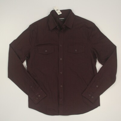 Express Women's Button-up Shirt Size Small Wine Long Sleeve Stretch Career NWT