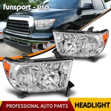 Headlights Assembly for 2007-2013 Toyota Tundra 08-17 Sequoia Chrome Headlamps