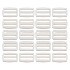 1 Inch Tri-Glide Slide Buckles, 50 Pack Webbing Strap Fastener, White