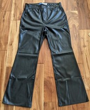 Women's Old Navy Higher High Rise Flare Black Faux Leather Pants Size 14