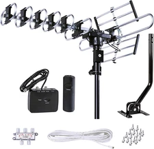 Outdoor HD TV Antenna Strongest up to 200 Miles Long Range with Motorized 360 De