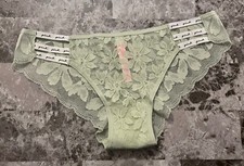 NWT VICTORIA'S SECRET PINK GREEN FLORAL LACE WHITE STRAPPY CHEEKSTER PANTIES