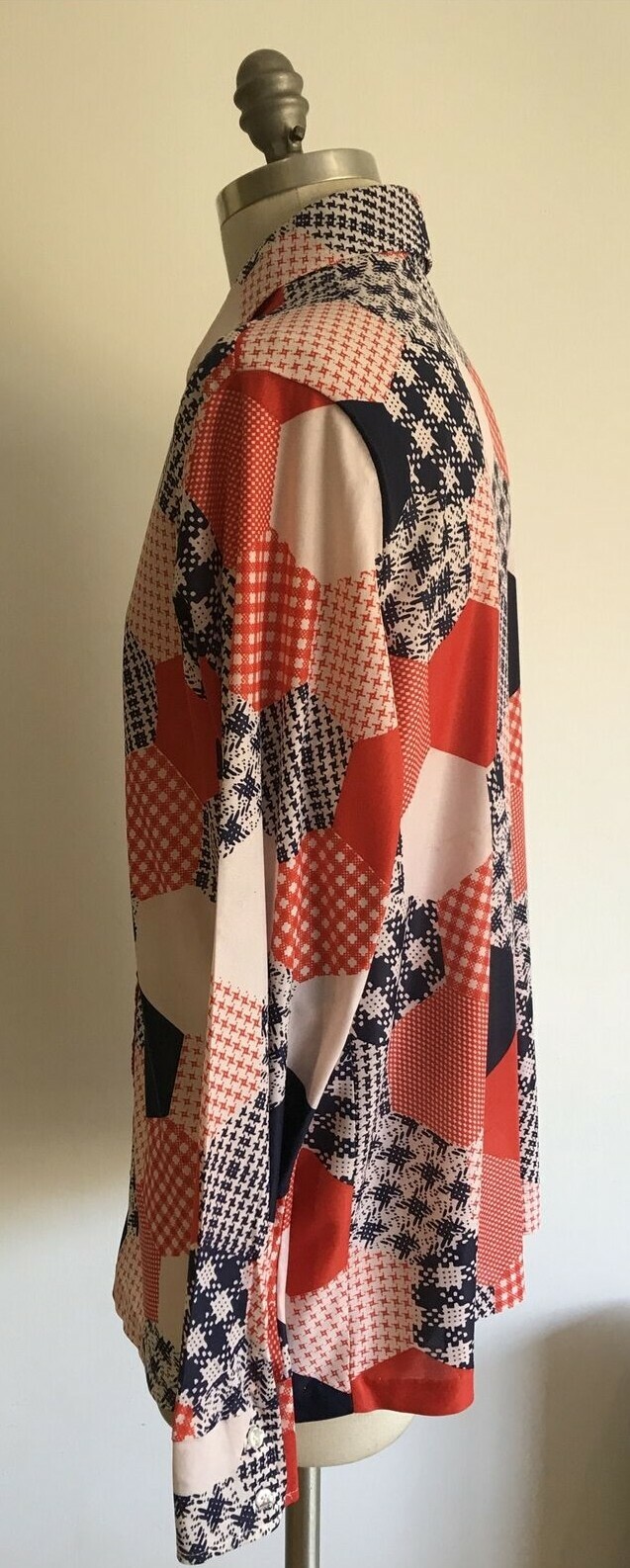 Vintage 1970s Patchwork Print Blouse by Cheri Belles Knits, Size 42 3