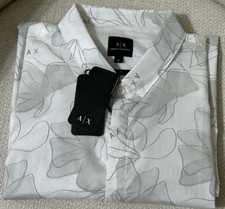 NWT Armani Exchange AX size XL Slim Fit grey white Long Sleeve shirt mens