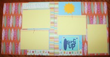 Surfing summer scrapbook pages 2 each 12 x 12 handmade photo ready travel