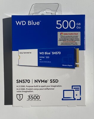 NEW!!! WDS100T3B0C WD BLUE SN570 NVME SSD 1 TB INTERNAL PCIe M.2 2280 3500 MB/S