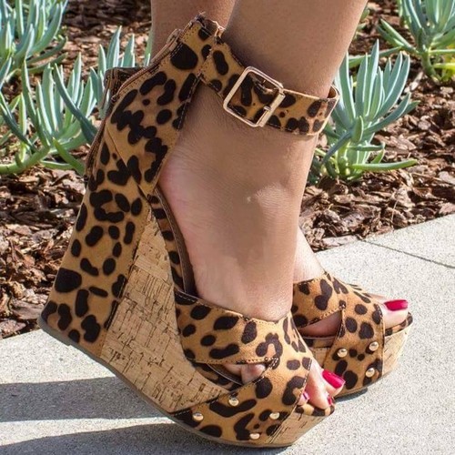 animal print wedge heels