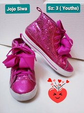 Jojo Siwa Youths Sz 3 Mid Top Lace-up Pink Sparkles Sneakers