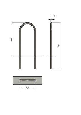 Fahrradparker/Anlehnbügel aus 42,4+48,3x2,0mm Edelstahlrohr zum einbetonieren