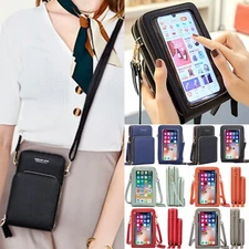 Lady Functional Bag Touch Screen RFID Crossbody Cell Phone Wallet Shoulder Purse