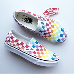 womens vans rainbow checkerboard