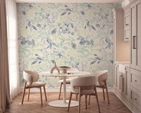 Vliestapete Blattmuster Floral Aquarell Optik Weiß Blau GrüN 39692-1 (5,64€/1Qm)