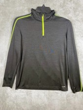 TekGear 1/4 Zip Drytek Boys XL 18-20 Black Green Long Sleeve