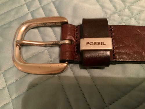 🌸 Fossil Braun Leder Gold Akzente Herren 38 1/2” L Gürtel 🌸