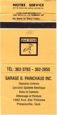 Garage G. Painchaud Inc., General Repair, Electric, Vintage Matchbook Cover