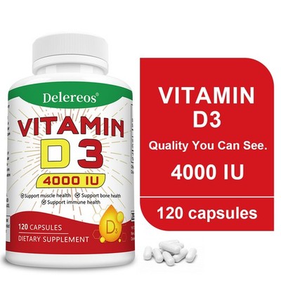 4000 IU High Potency Vitamin D3 Caps for Bone, Muscle & Immune Support 30~120CT