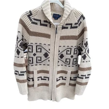 Pendleton Westerly Big Lebowski Cowichan Zip Wool Dude Sweater Cardigan Size XS