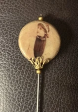Antique/Vintage Style  Handcrafted 9" Hatpin-Celluloid Portrait Of A Lovely Lady