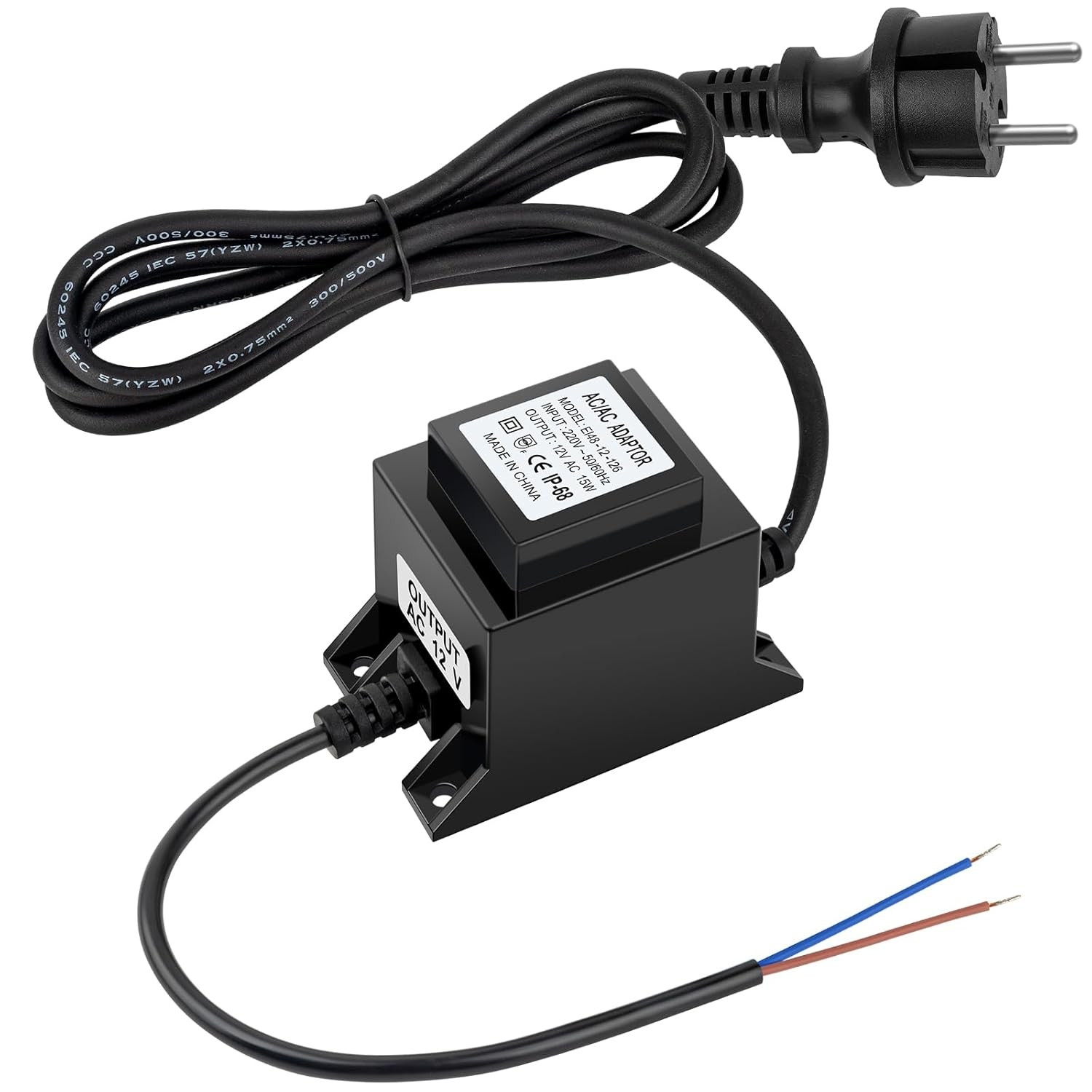 IP68 Impermeabile Trasformatore 220 12V Alimentatore LED AC/AC 15W per Illuminaz