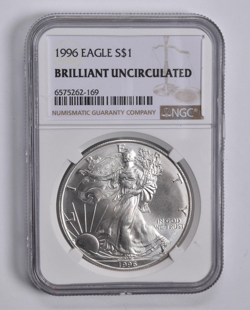 BU 1996 American Silver Eagle $1 NGC Brilliant Uncirculated Brown