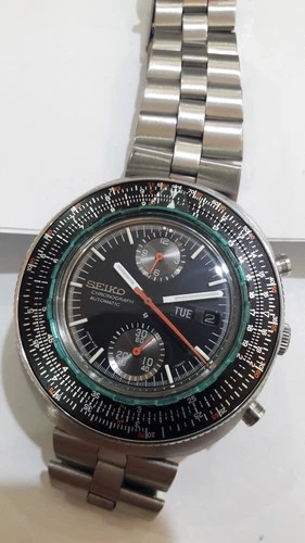Seiko 6138-7000  Calculator Slide rule Automatic Chronograph Vintage Watch 1976