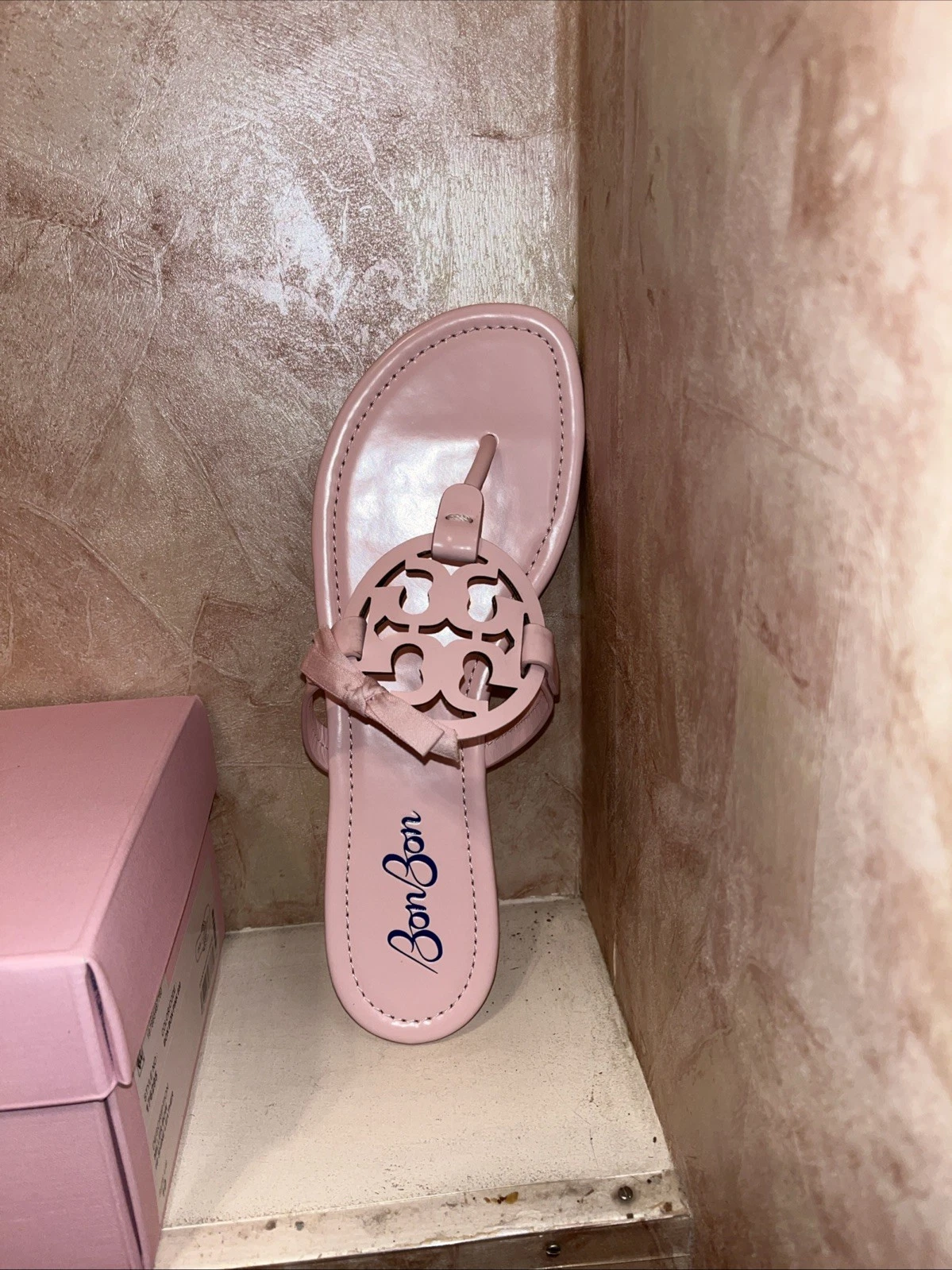NIB Tory Burch x BonBon Women's Miller Bow Sandals Pink 9.5 M, 10 M 9 10.5 11