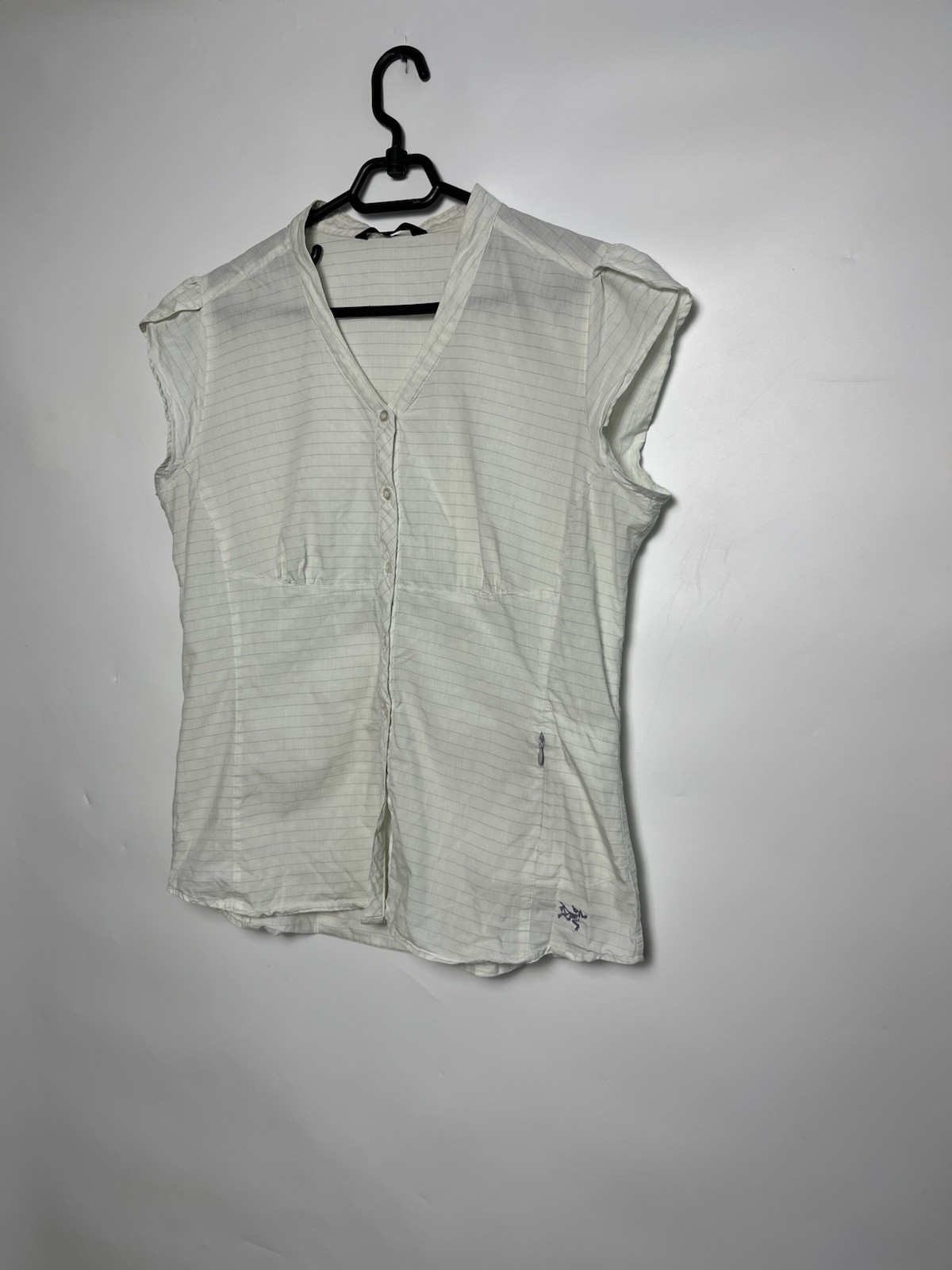 ARC'TERYX Camicia donna bottoni manica corta scollo a V Arcteryx a righe taglia xl