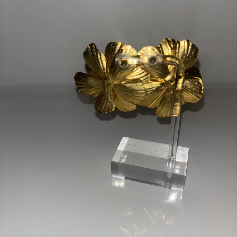 Розовый риф вручную синий белый и золотой тон 3D цветок Серьги-гвоздики гламур - Изображение 4 из 4