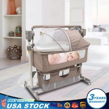 Adjustable Smart Baby Bassinet Height Bedside Music Cradle Baby Bed Crib 20kg US