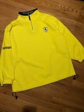 Vintage Ferrari Official Merchandise Men's Yellow Fleece Race Sweatshirt sz XXL
