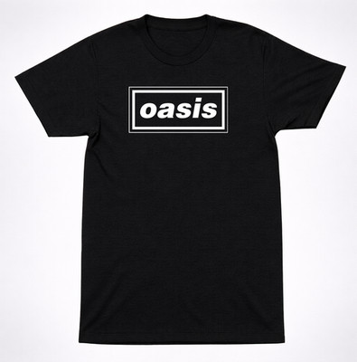 Oasis Logo T-Shirt Album Art Britpop 90s Rock Band Black Tee