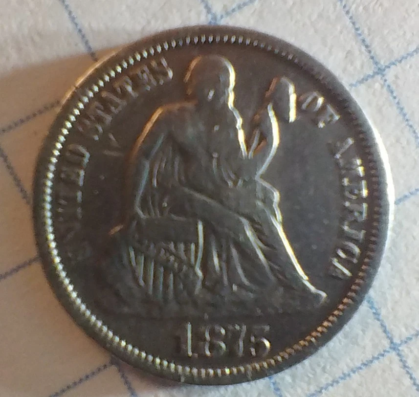 Hermosa moneda Better Variety 1875 CC debajo del arco, campos claros superficie original Foto 3 de 4