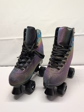 C&C CALIFORNIA Roller Skates WomenSz 10M Retro, Black HOLO Rainbow Glitter NIB