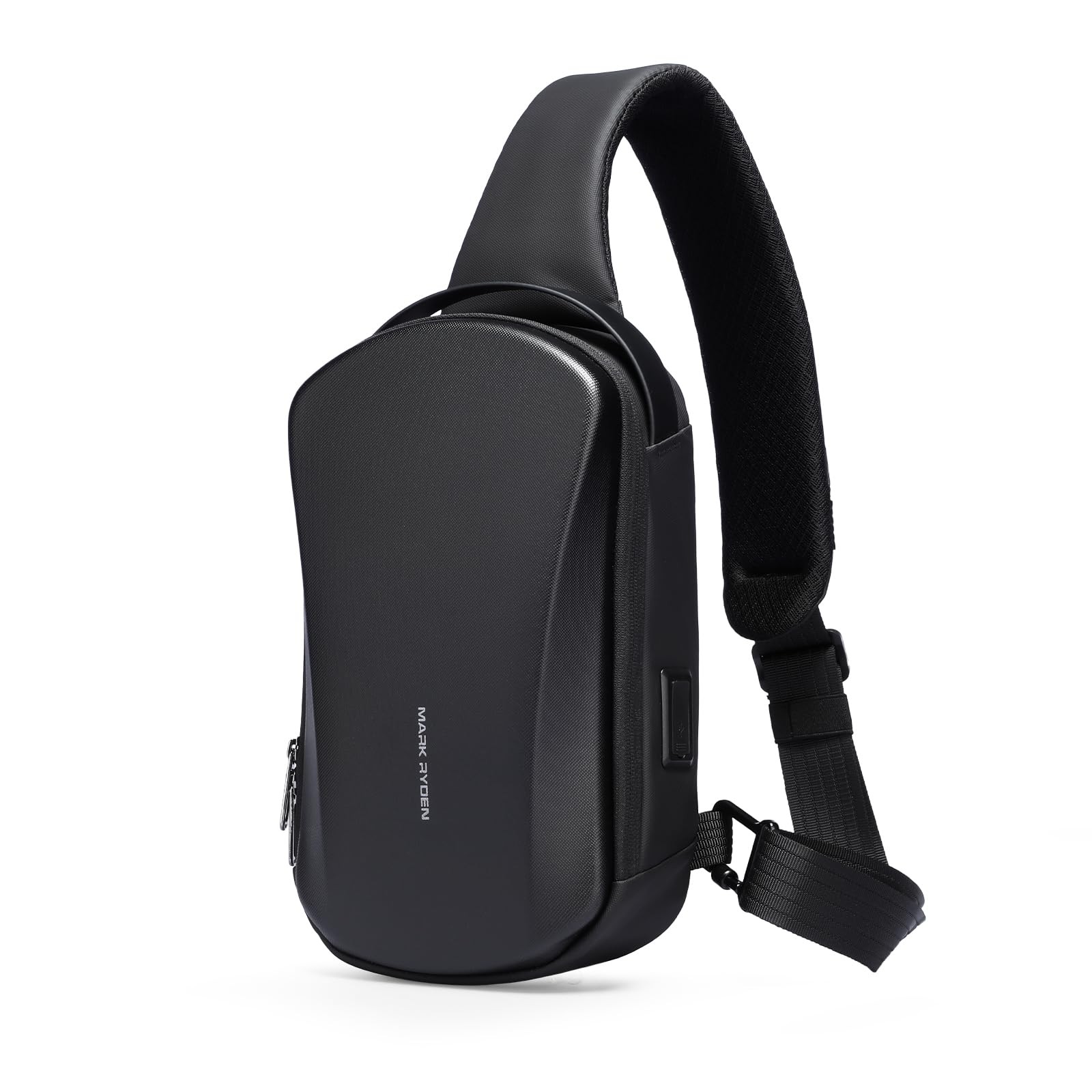 Mark Ryden Mens Waterproof Hard Shell Sling Backpack with USB Charging Port