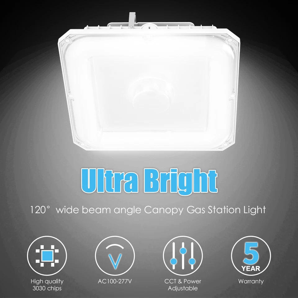 1-20PACK 60W 100W 150W LED Canopy Light Outdoor Gas Station Parking Lot Lighting - Image 4 of 4