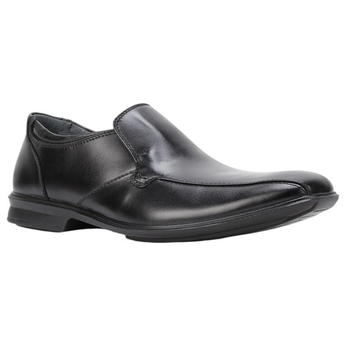Mens Hush Puppies Cahill Extra Wide Black Leather Work Slip On Shoes - Picture 3 of 6