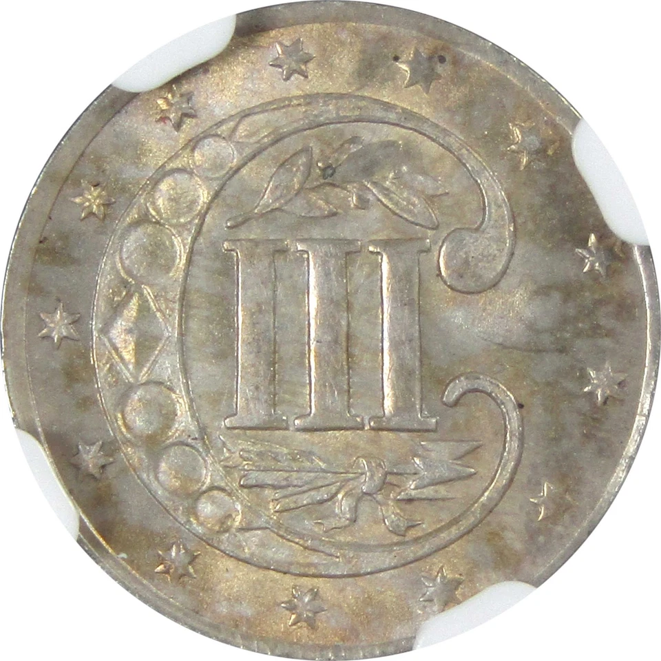 1857 Three Cent Piece MS 65 NGC Silver Trime 3c Unc SKU:I13706 - Image 4 of 4