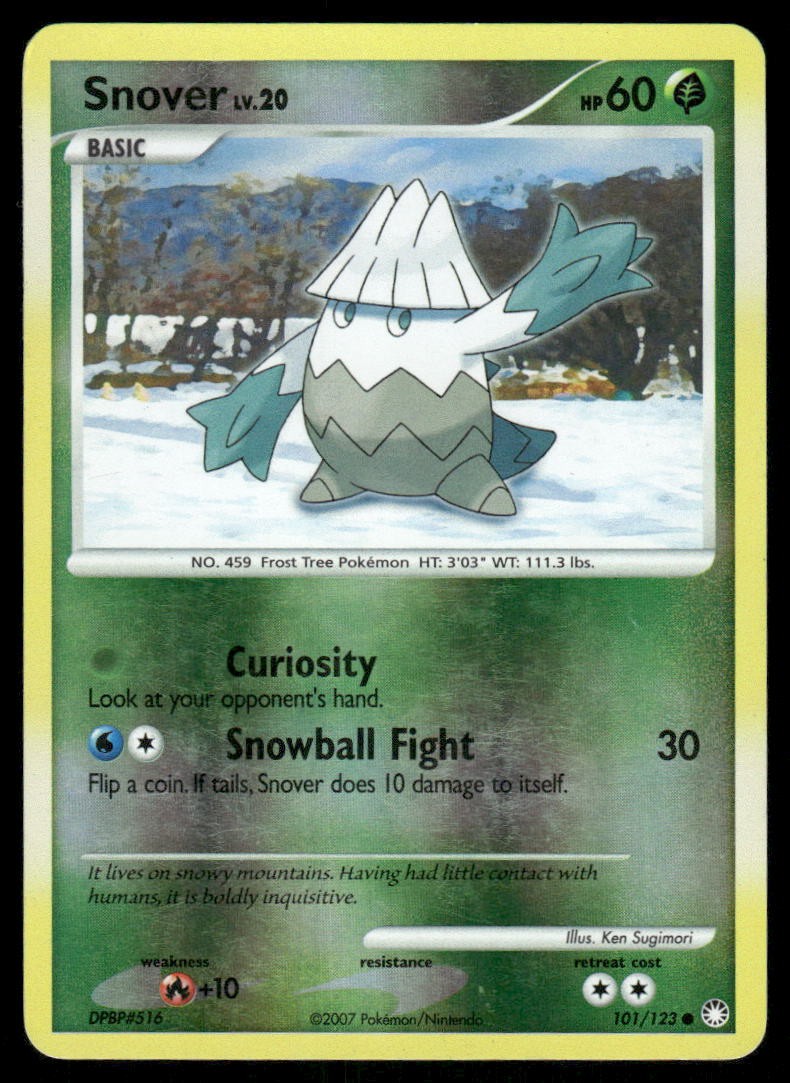 2007 Pokemon Snover Common Mysterious Treasures 101/123 Reverse Holo DMG