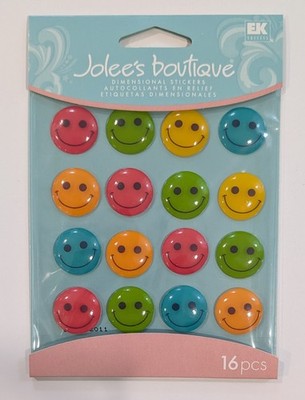 RARE Jolee's Bright Smiley Faces Happy Emojis Cabochons Scrapbooking Stickers