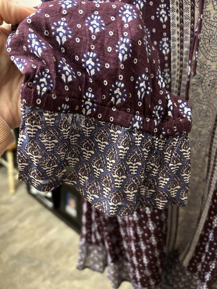 Blusa boho campesina manga larga túnica cachemira morada Lucky Brand para mujer talla 1X Foto 2 de 4