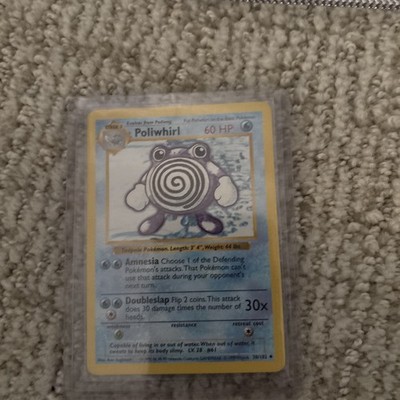 Vintage Poliwhirl Base Set Pokémon card in protective sleeve   classic 1999 Card