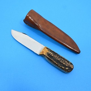 DALL DEWEESE M.S.A. GLADSTONE MICH SCARCE STAG SECOND MODEL BELT KNIFE & SHEATH