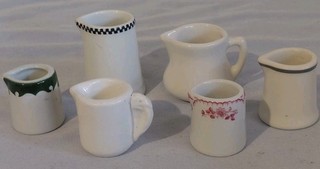 Vtg. Elephant Ear Creamer & Five Assorted Restaurant Ware Creamers