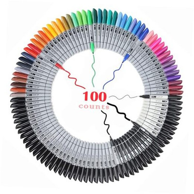  100 Pack Permanent Markers Bulk 50 Assorted Colors 50 Black - Waterproof 