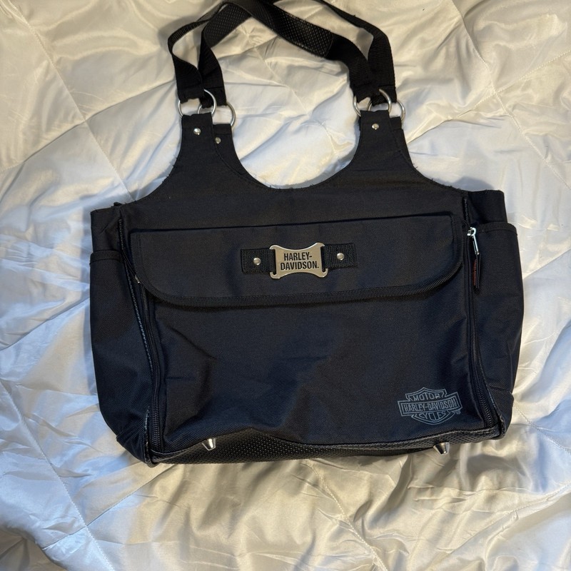 Harley-Davidson Black Diaper Bag Tote Baby Organizer Multi Pocket Travel Bag