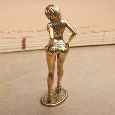 Solid Brass Female Figure Ornament Fashion Model Sculpture Desktop Copper Craft
