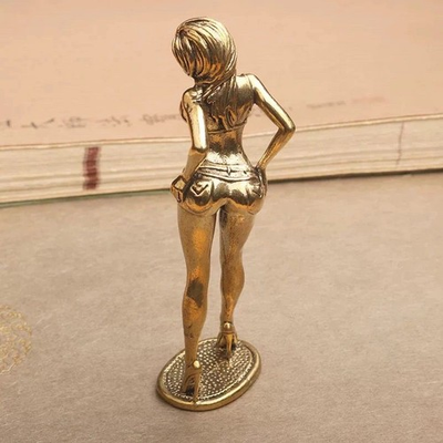 #ad Solid Brass Female Figure Ornament Fashion Model Sculpture Desktop Copper Craft $17.99